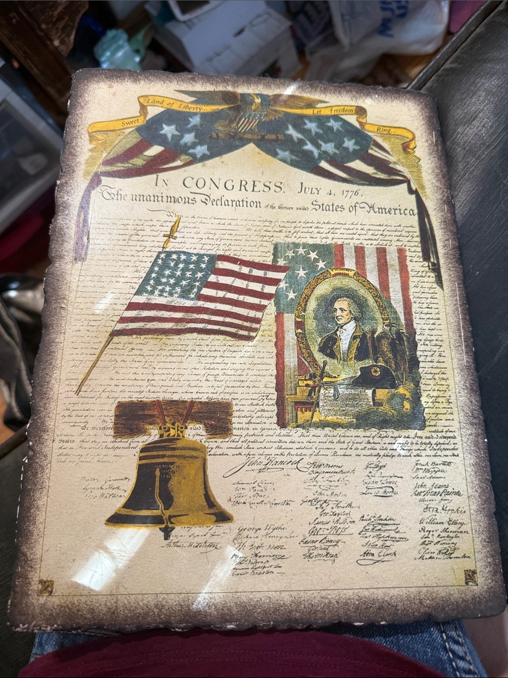 Patriotic Declaration of Independence Art - Red, Blue, Gold